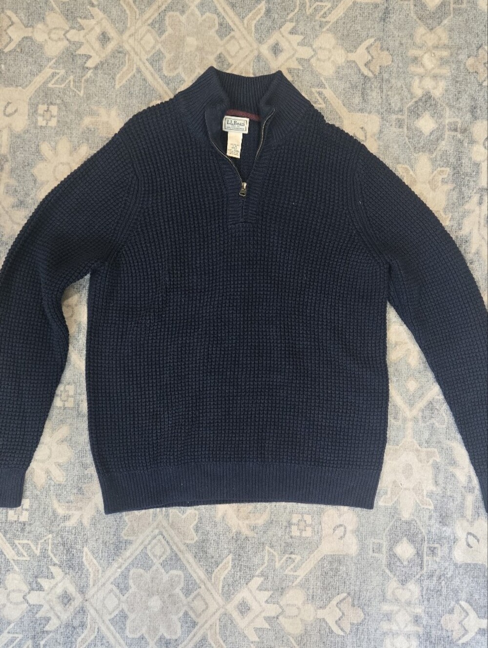 L.L. Bean Men's Navy Half-Zip Knit Sweater